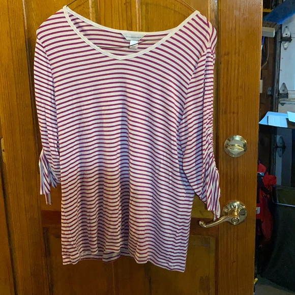 #223 Christopher and Banks Purple Striped Shirt Size XL - Picture 1 of 5